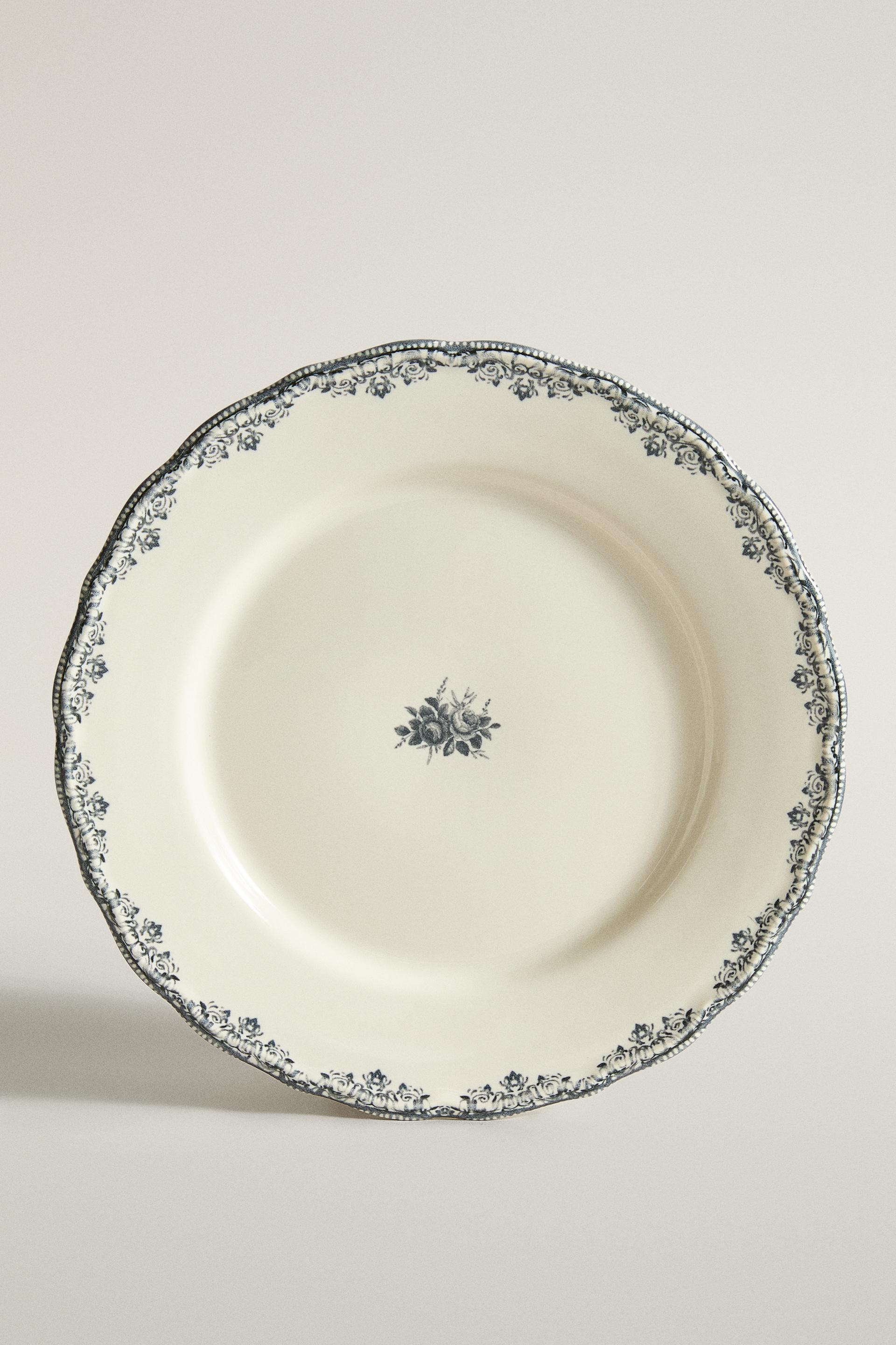 POSITIONED PRINT DINNER PLATE - Blue / Gray - ONE SIZE ONLY | Zara US