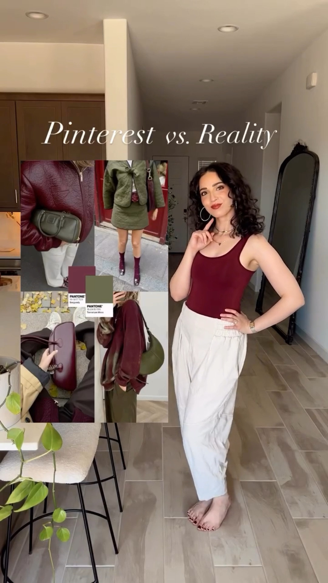 Is it a fail or did Pinterest pull through? 😍👏🏼 

I wore this look on date night and felt so confident! 🍒🍏

Is this a color combo you would try? 🤔 

I’m dying to do more of these!! Sometimes Pinterest steers me wrong 🙈 but this was a win!! 👏🏼

#pinterestoutfit #pinterestfashion #pinterestgirl 
#nordstromfinds #FashionInspo  #madewell 
#StyleDiary #StyleInspiration #FashionEditorial  #nordstromstyle #stylereels #falloutfitinspo #falltrends #burgundy #olivegreen #expectationvsreality
