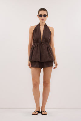 SOLACE CHOC STRIPE COTTON TOP | DISSH