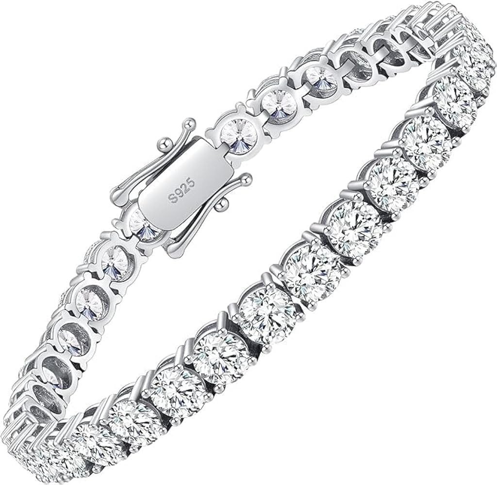 Moissanite Tennis Bracelet,10.5-14 Carats Lab Grown Diamond Tennis Bracelet for Women 18k White G... | Amazon (US)