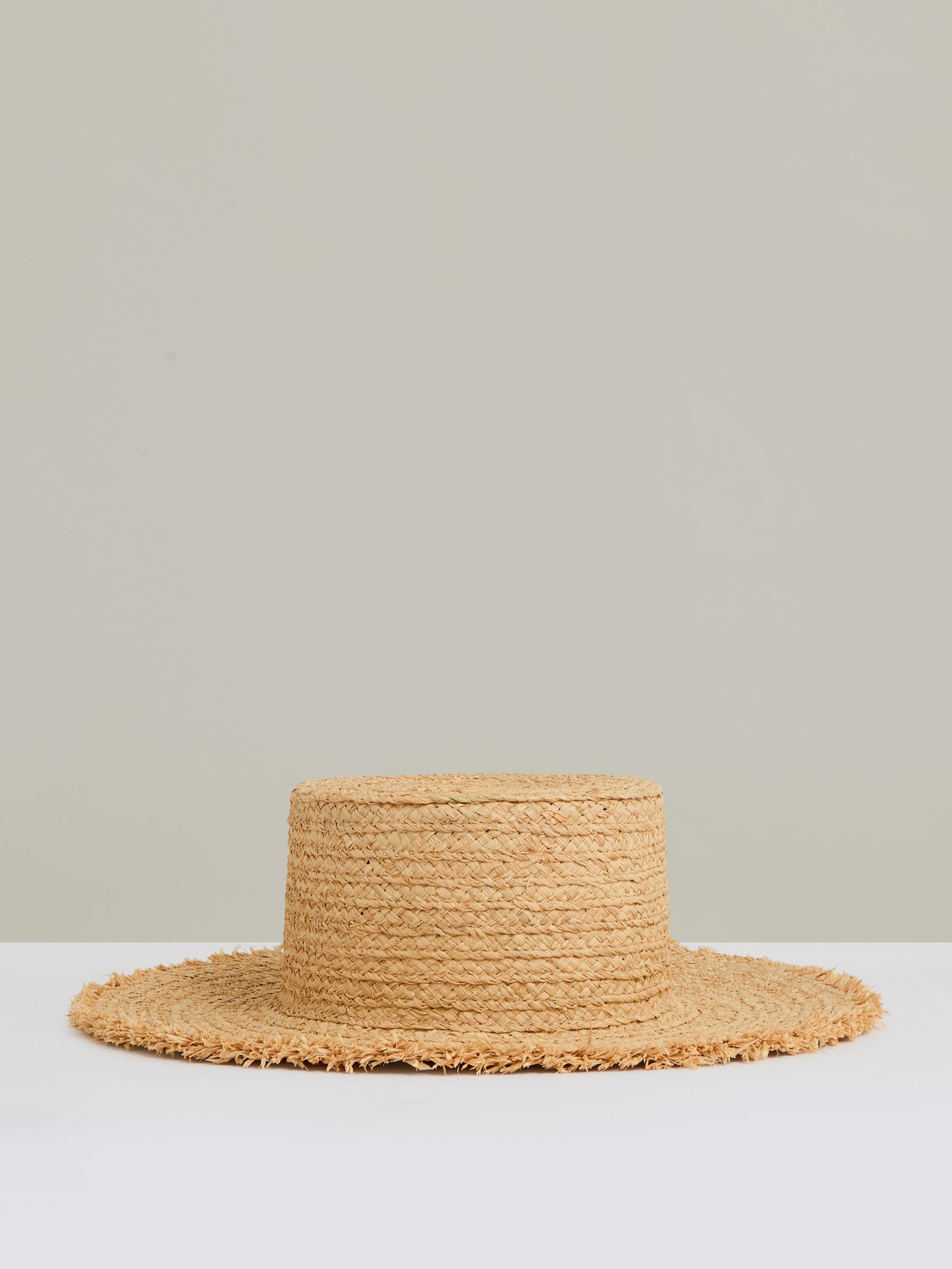 Straw Boater Hat in Natural | Reiss UK