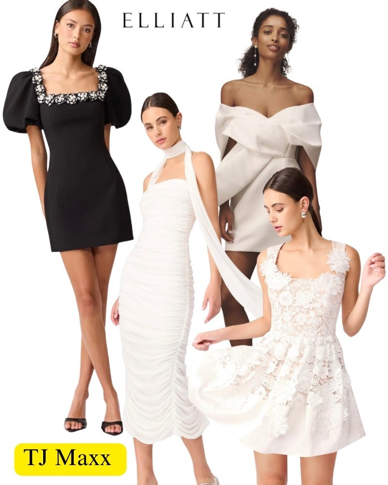 Elliat dresses on sale at TJ Maxx, brides, maxi dress, strapless, black, puff sleeve, spring, summer, photo shoot.

#LTKSaleAlert #LTKWedding