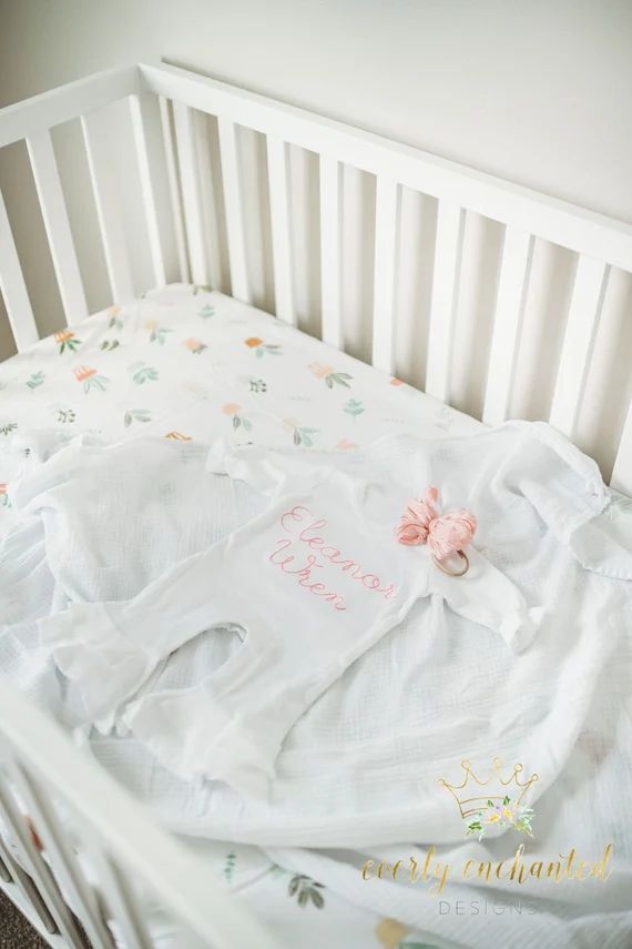 Monogrammed Baby Girl White Ruffle Romper  Personalized Baby - Etsy | Etsy (US)