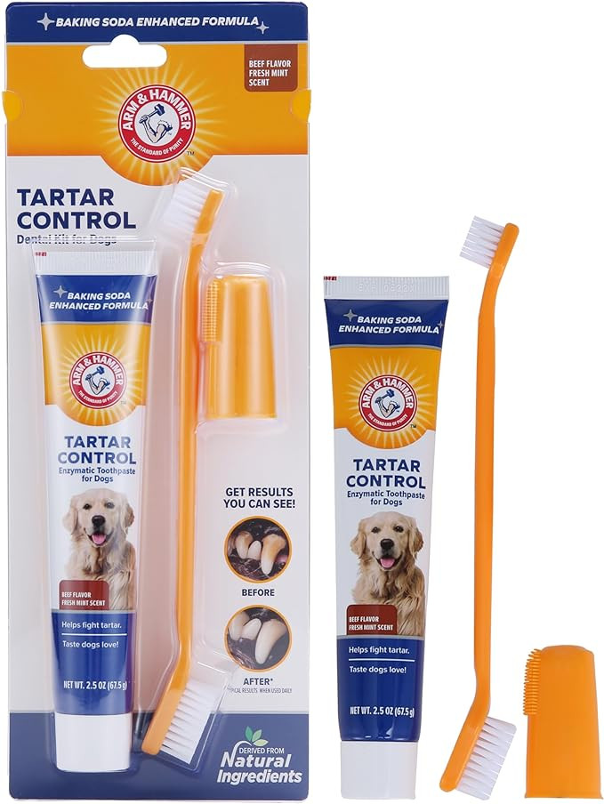 Arm & Hammer for Pets Tartar Control Kit for Dogs | Contains Toothpaste, Toothbrush & Fingerbrush... | Amazon (US)