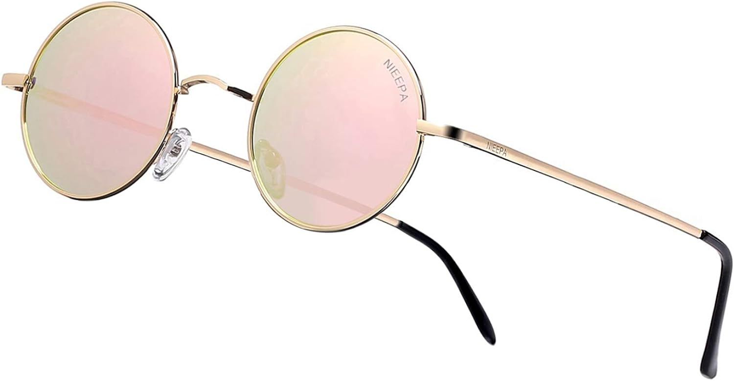 NIEEPA Vintage Small Round Polarized Hippie Sunglasses for Men Women Circle Sun Glasses NP1002 | Amazon (US)