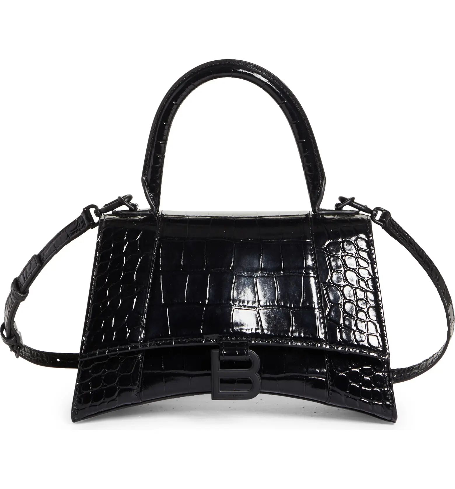 Balenciaga Hourglass Croc Embossed Leather Top Handle Bag | Nordstrom | Nordstrom