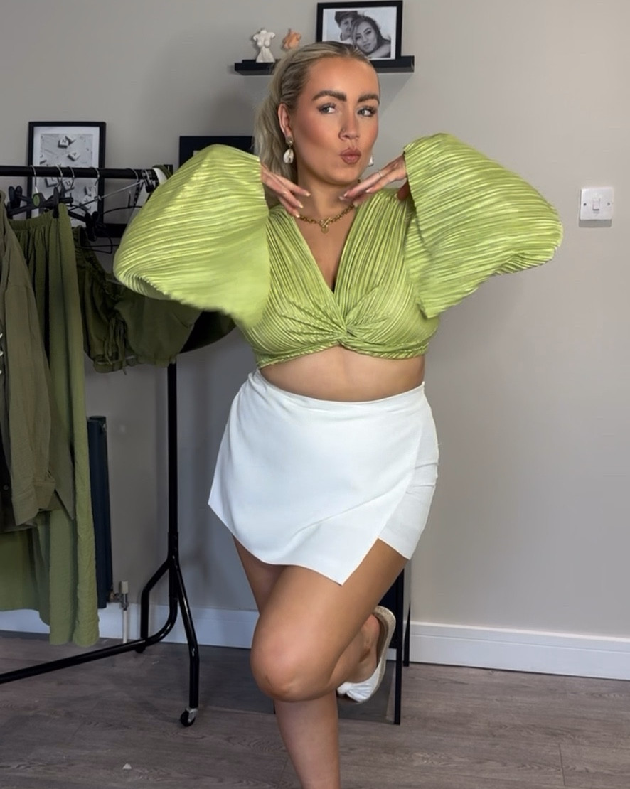 A dressy holiday outfit for the midsize girlies! 
A wrap skort to flatter lower tummy ✅
Long sleeves with flare detail to cover the arms and elevate the look ✅

#LTKuk #LTKsummer #LTKmidsize