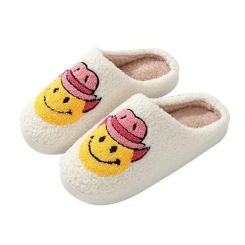 Womens Kawaii Hat Smile Face Pattern Slippers Cute Slip On Plush Lined Slippers Comfortable Indoo... | Temu Affiliate Program