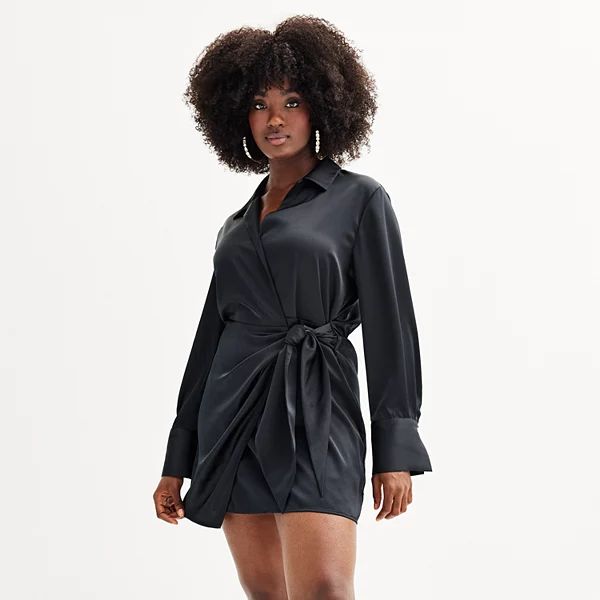 Women's INTEMPO Wrap Front Mini Shirt Dress | Kohl's