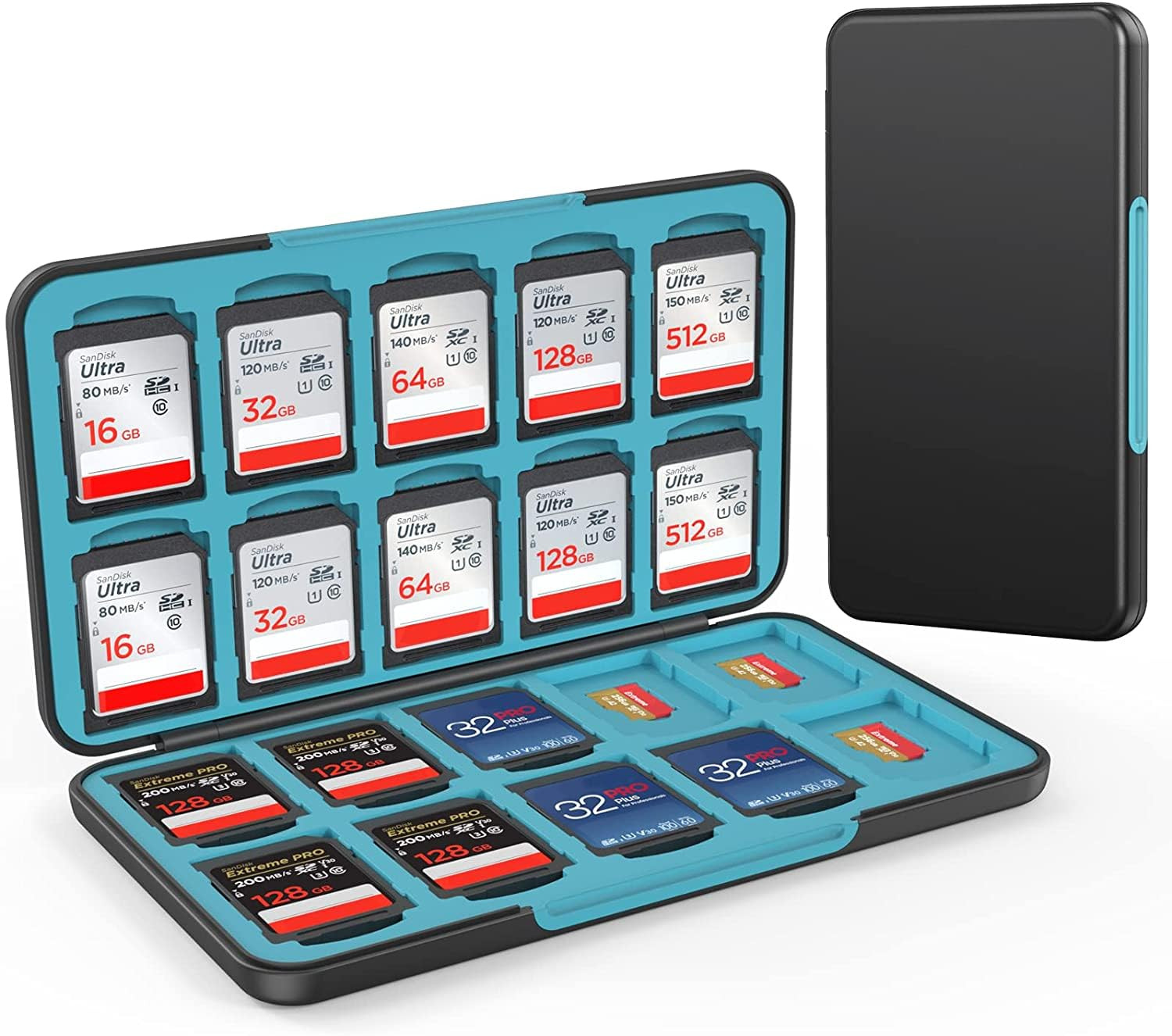 HEIYING SD Card Holder for SD/TF Cards, Portable Memory Storage Case | Holds 40 SD & TF Cards | M... | Amazon (US)