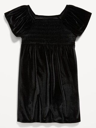 Fit &#x26; Flare Short-Sleeve Shirred Velvet Dress for Toddler Girls | Old Navy (US)