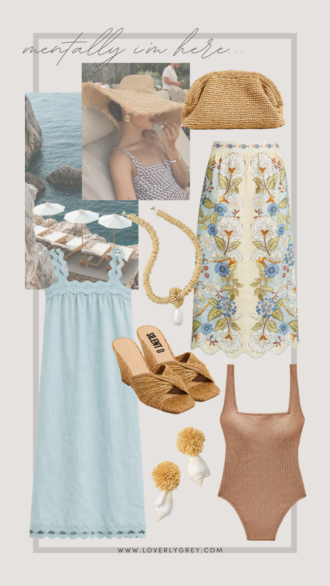 Mentally I'm here! ☀️ I'm so ready for warm weather & beach vacations! Sharing some resort wear that caught my eye!

Loverly Grey, resort wear, beach vacation, vacation outfits, swimsuit, straw clutch, farm rio, raffia wedges 

 #LTKSeasonal