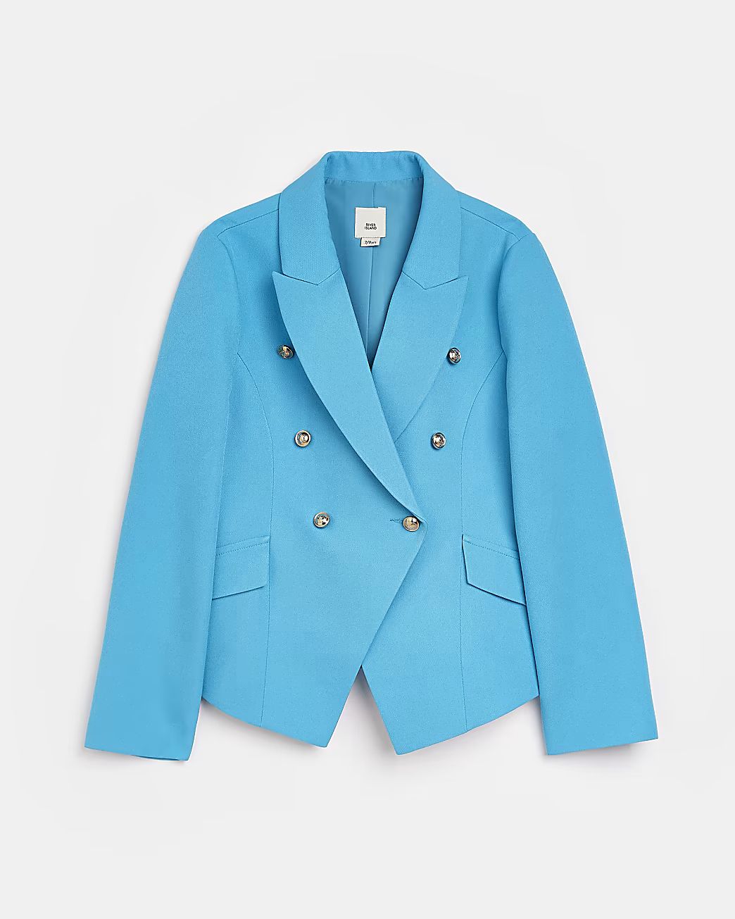 Girls Blue fitted Military Blazer | River Island (US)