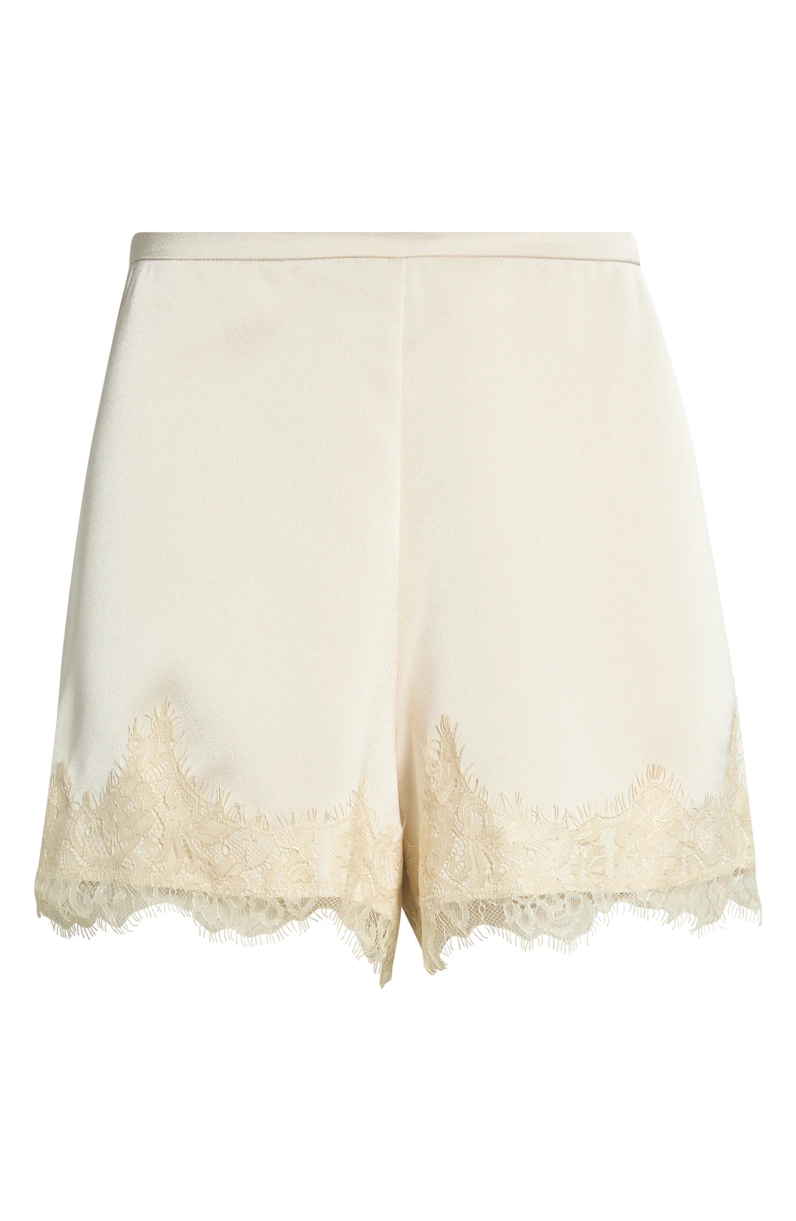 WAYF Elaine Lace Trim Matte Satin Shorts (Women) | Nordstrom | Nordstrom