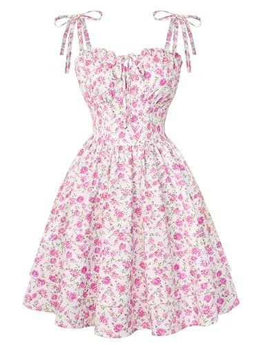 Scarlet Darkness Floral Mini Dress for Women Teens Summer 2026 Fairy Corset Sundress Graduation Dresses Pink Floral M | Amazon (US)