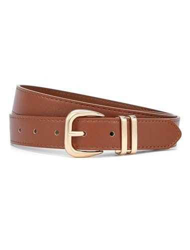 Lucktalk Brown Women Belts for Jeans Dress Gold Buckle Ladies Waist Belt L | Amazon (US)