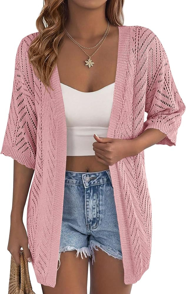 PRETTYGARDEN Women's Lightweight Summer Cardigans 2026 Short Sleeve Knit Crochet Coverups Spring ... | Amazon (US)