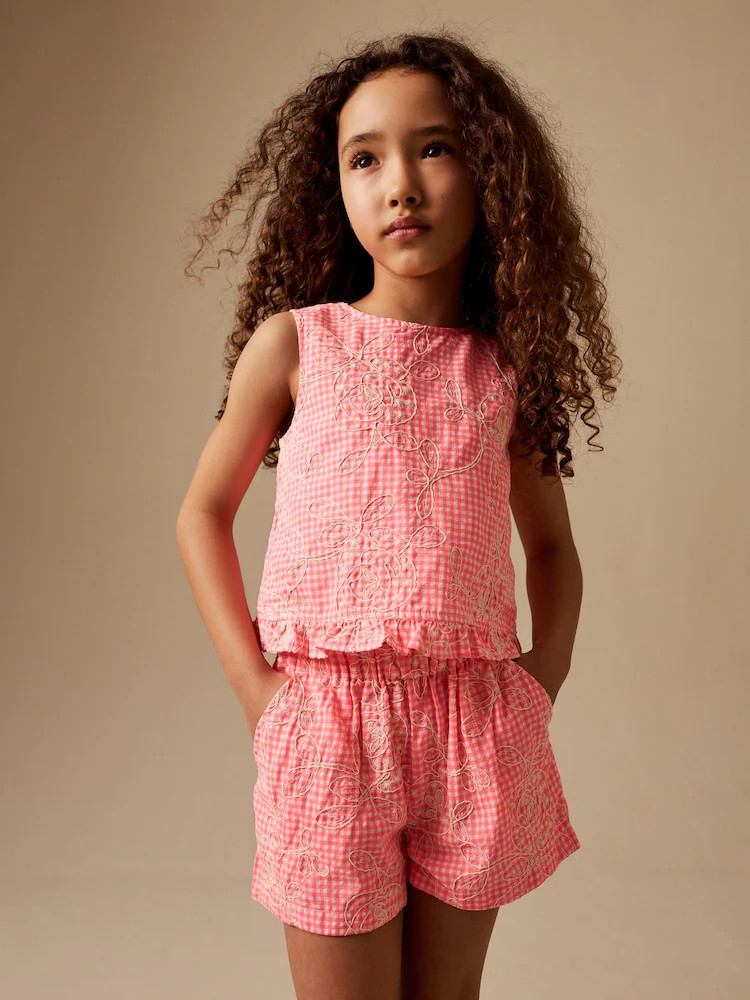 Pink Gingham Peplum Blouse and Shorts Set (3-16yrs) | Next US