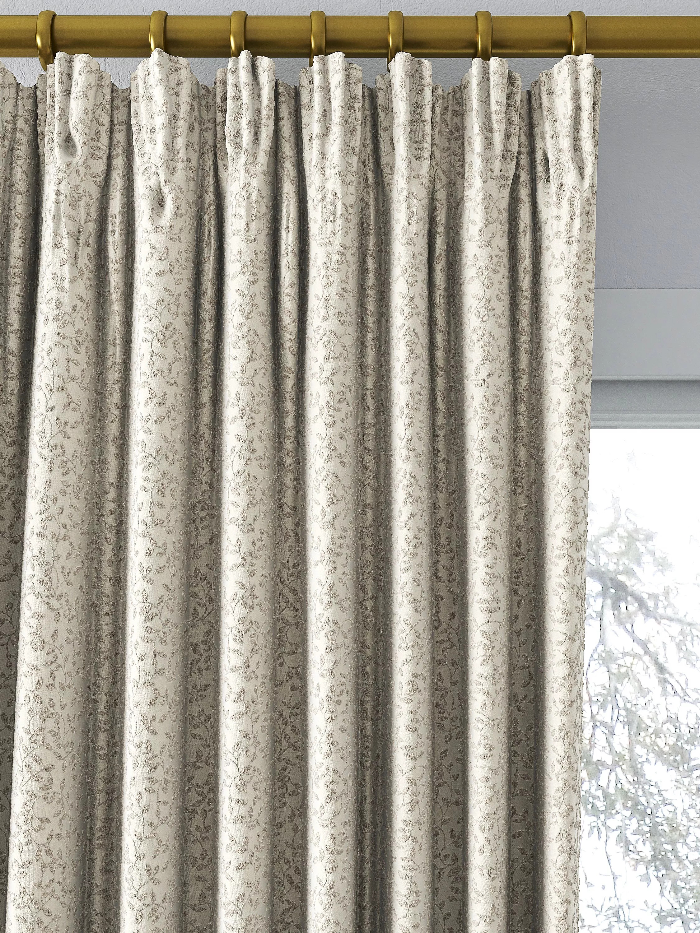 John Lewis Ivy Leaf Weave Pair Lined Pencil Pleat Curtains | John Lewis (UK)