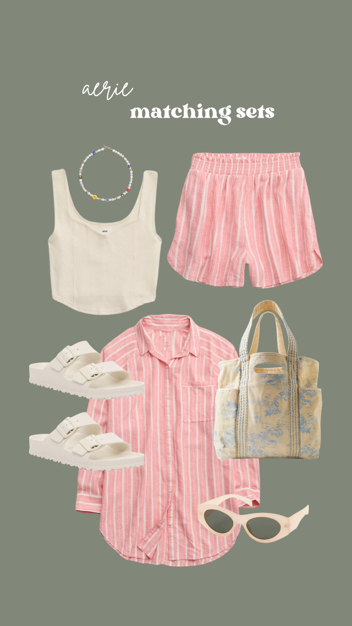 Aerie matching sets for spring + summer 💓 I genuinely wear these nonstop because they are great for the beach/pool but also for every day. Also love this corset top, looks structured but it’s super stretchy!! All true to size, M 

#LTKSeasonal #LTKsalealert #LTKFestival