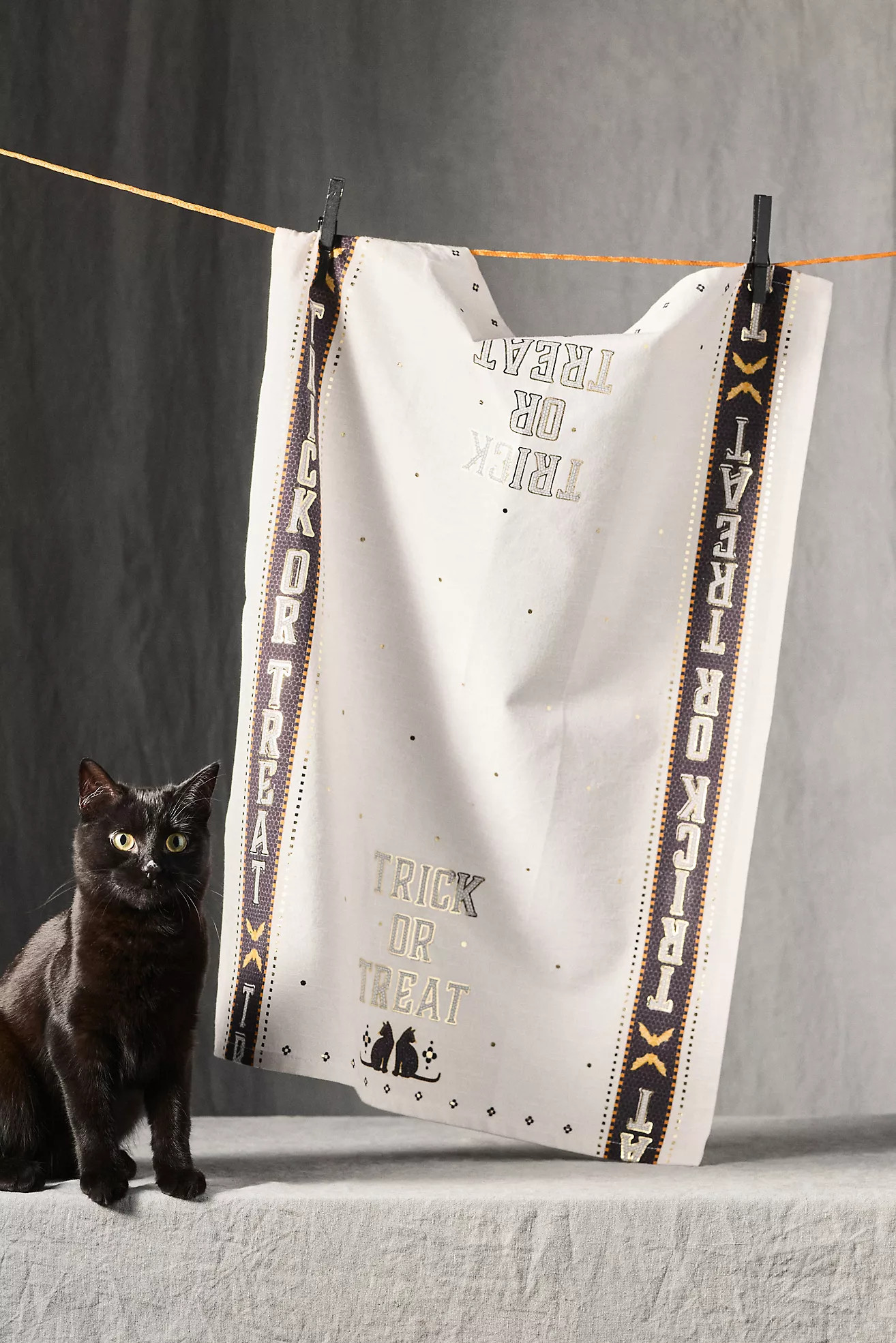 The Bistro Tile Trick-or-Treat Dish Towel | Anthropologie (US)