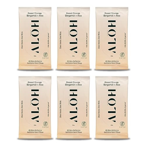 ALH Sweet Orange Bergamot + Aloe Sanitizing Hand Wipes - Clean Hands, Clear Mind - On The Go Hand Sanitizer for Kids & Adults - Travel Size 6 Packs (120 wipes) | Amazon (US)