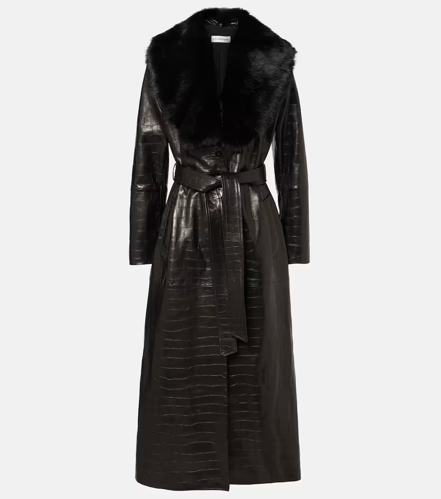 Nour Hammour Dakota shearling-trimmed leather wrap coat | Mytheresa (US/CA)