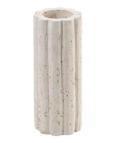 10in Fluted Travertine Vase | TJ Maxx
