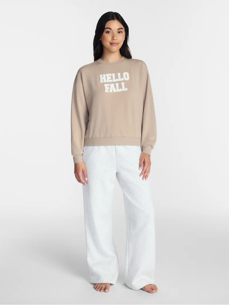 Halloween and Fall Women's French Terry Knit Lounge Sleep Top with Long Sleeves, Sizes XS-3X | Walmart (US)