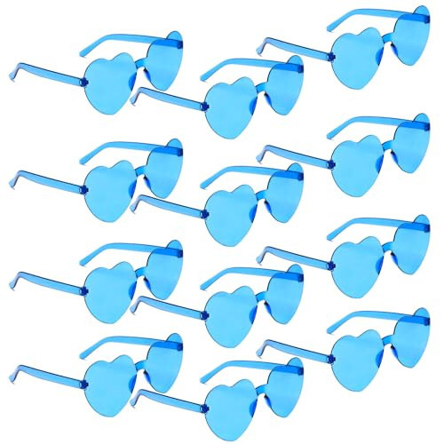 Blue Sunglasses 12 Pairs Blue Heart Sunglasses Blue Heart Glasses Disco Sunglasses Blue Sunglasses For Women Blue Lens Sunglasses Festival Sunglasses Light Blue Sunglasses Light Blue Heart Glasses | Amazon (US)