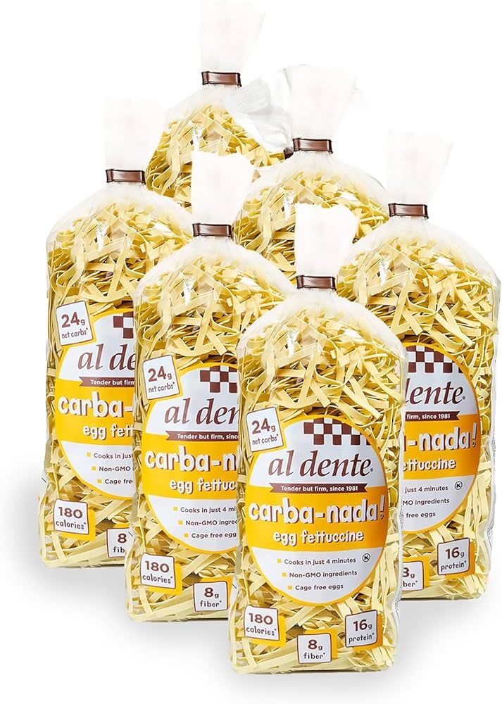 Al Dente Carba-Nada Egg Fettuccine, 10-Ounce Bags (Pack of 6) | Amazon (US)