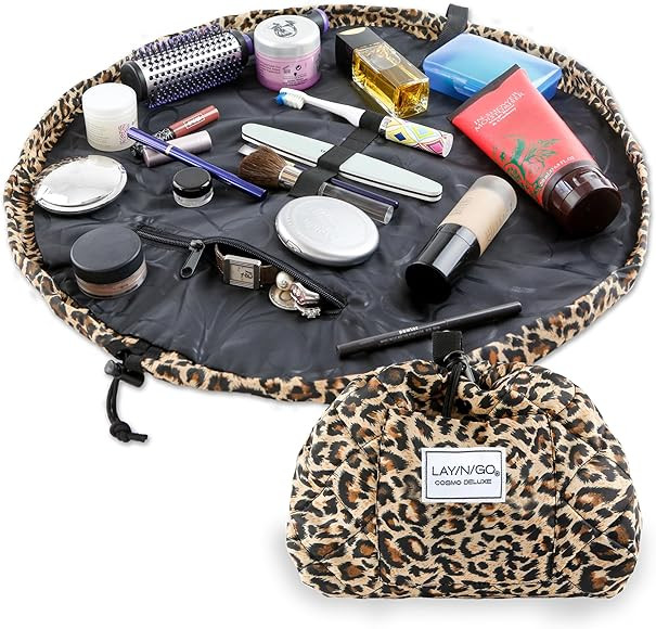 Lay-n-Go Cosmo Drawstring Cosmetic & Makeup Bag Organizer - Portable Drawstring Makeup Bag w/Zipp... | Amazon (US)