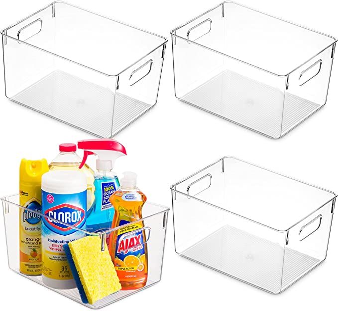 Pack Of 4 Plastic Kitchen Organization Pantry Storage Bins - Fridge Organizer Household Food Bask... | Amazon (US)