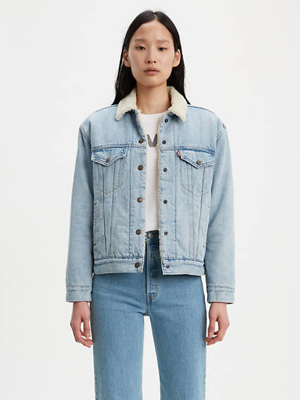 Levi's Ex-Boyfriend Stretch Sherpa Trucker Jacket - Women's L | LEVI'S (US)