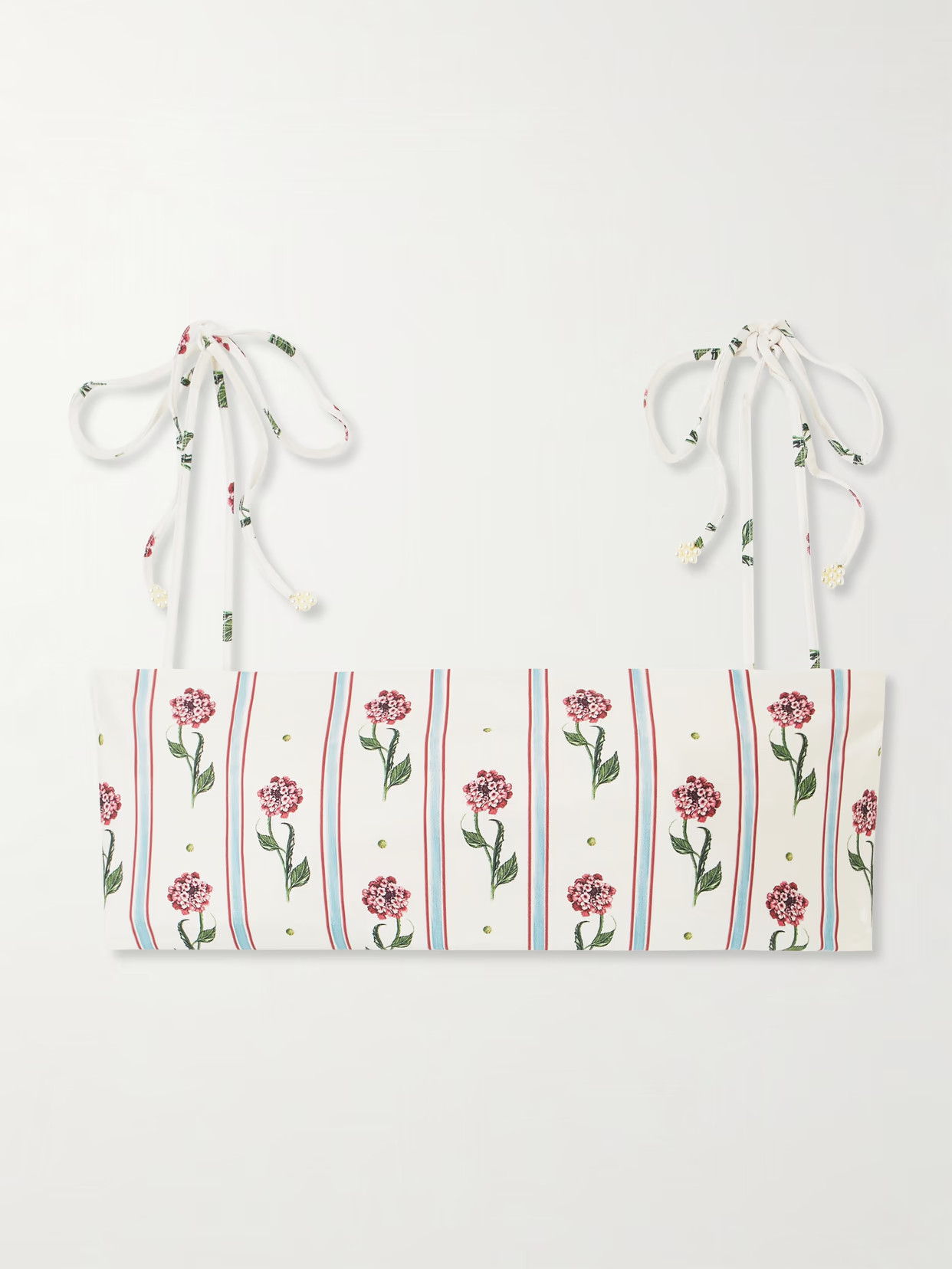 Agua by Agua Bendita - Primavera Printed Recycled Bikini Top - White | NET-A-PORTER (US)