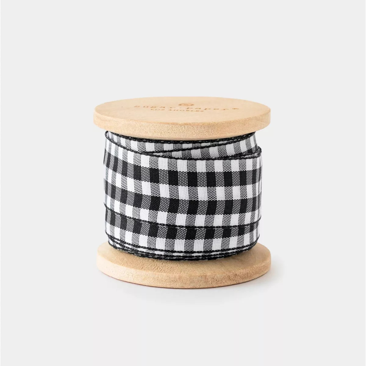 7/8" Plaid Woven Fabric Ribbon 15' Black/White - Sugar Paper™ + Target | Target