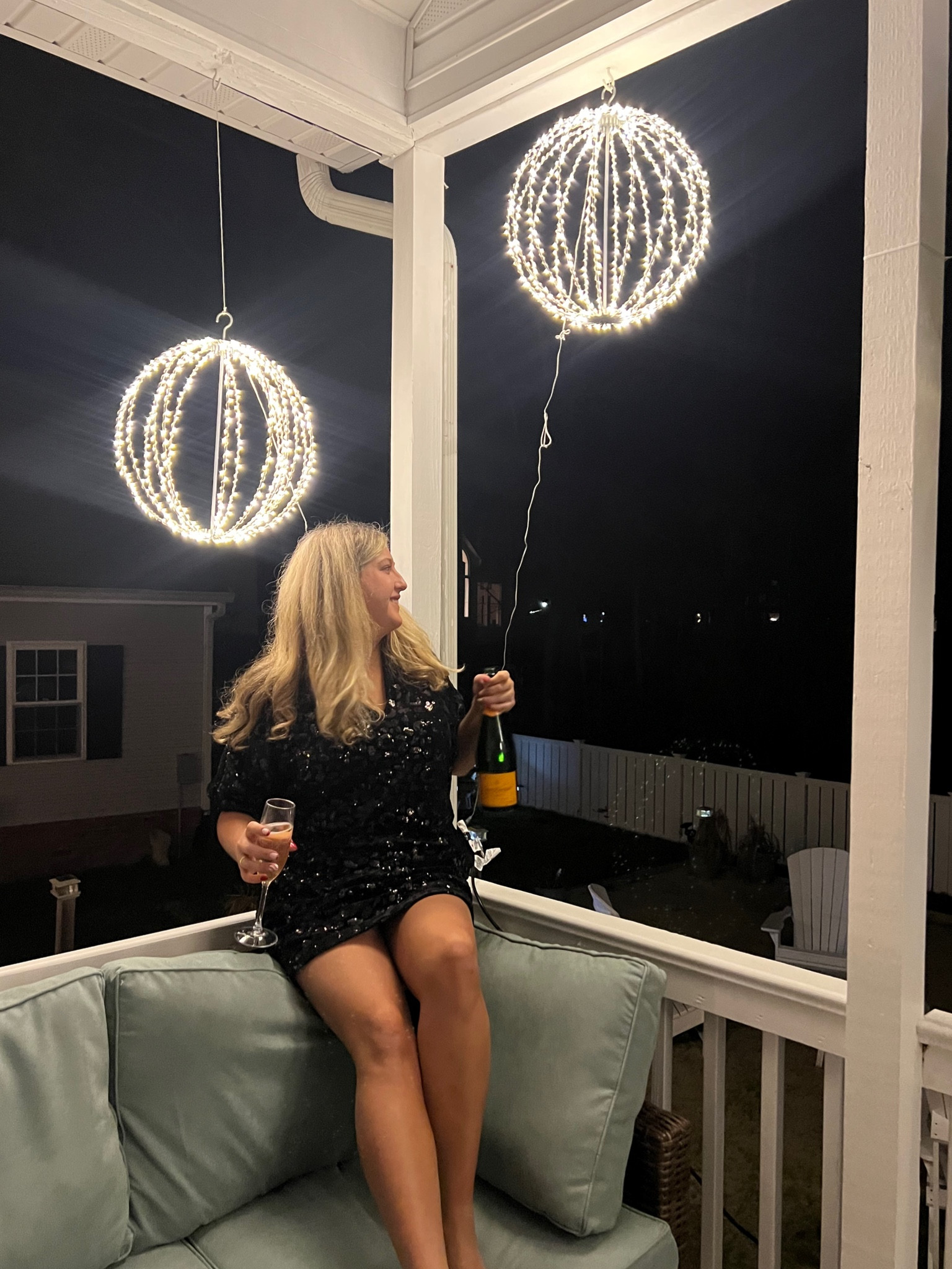 Love some sparkle for the holidays or New Years! The globe lights are Front Gate, but couldn’t find a current link. Found lots of others thought that’ll be great for some festive patio or outdoor decoration! 

Holiday dress, sequin dress, outdoor decor, patio decor, sequin dress, black dress, midsize fashion 

#LTKhome #LTKHoliday #LTKparties