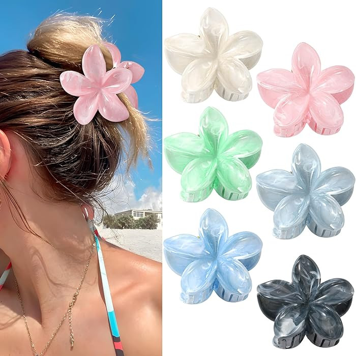 6 Pack Flower Hair Clips for Women, Flower Claw Clips for Thick Thin Hair, Cute Hair Barrettes El... | Amazon (US)
