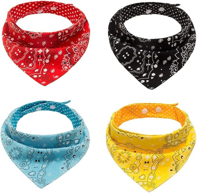 PAWCHIE Dog Bandanas Small Reversible Styles Pet Triangle Scarf Bibs - Adjustable with Two Snaps ... | Amazon (US)