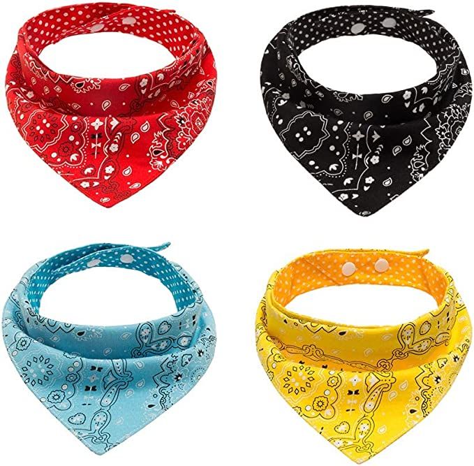 PAWCHIE Dog Bandanas Small Reversible Styles Pet Triangle Scarf Bibs - Adjustable with Two Snaps ... | Amazon (US)