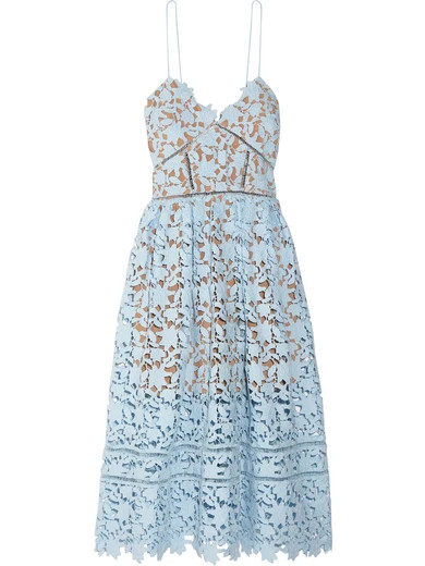 Self-Portrait - Azaelea Guipure Lace Midi Dress - Sky blue | NET-A-PORTER (UK & EU)