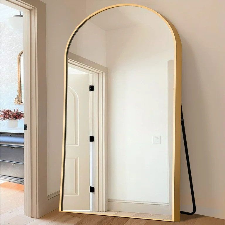 NeuType 71"x31" Aluminum Alloy Arch Full Length Floor Mirror, Gold | Walmart (US)