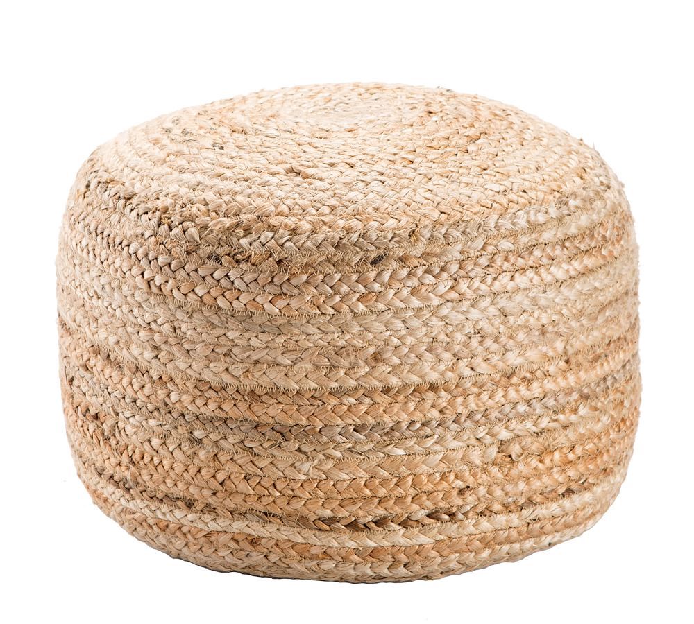 Round Hand Braided Jute Pouf, 18&amp;quot; x 18&amp;quot; x 12&amp;quot;, Warm Natural | Pottery Barn (US)