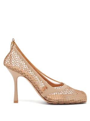 Mesh and chain square-toe pumps | Matches (US)