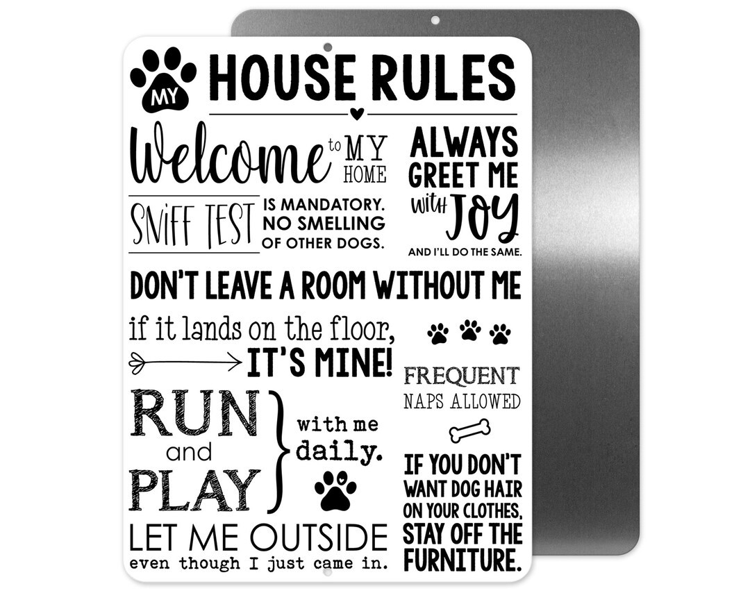 Dog Sign, Metal Sign, Wall Decor, House Rules | Etsy (US)