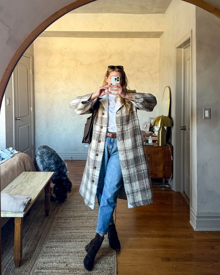 Jacket is thrifted Christy Dawn,  bag is vintage coach, jeans are the Neptune Jean from Winifred Grace