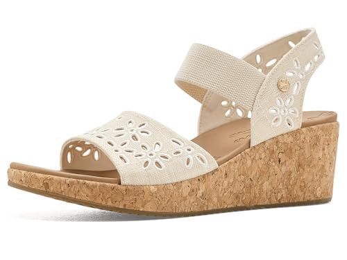 Skechers Women's Arch FIT Beverlee 2.0-Beach Bliss Wedge Sandal, Natural, 7.5 | Amazon (US)