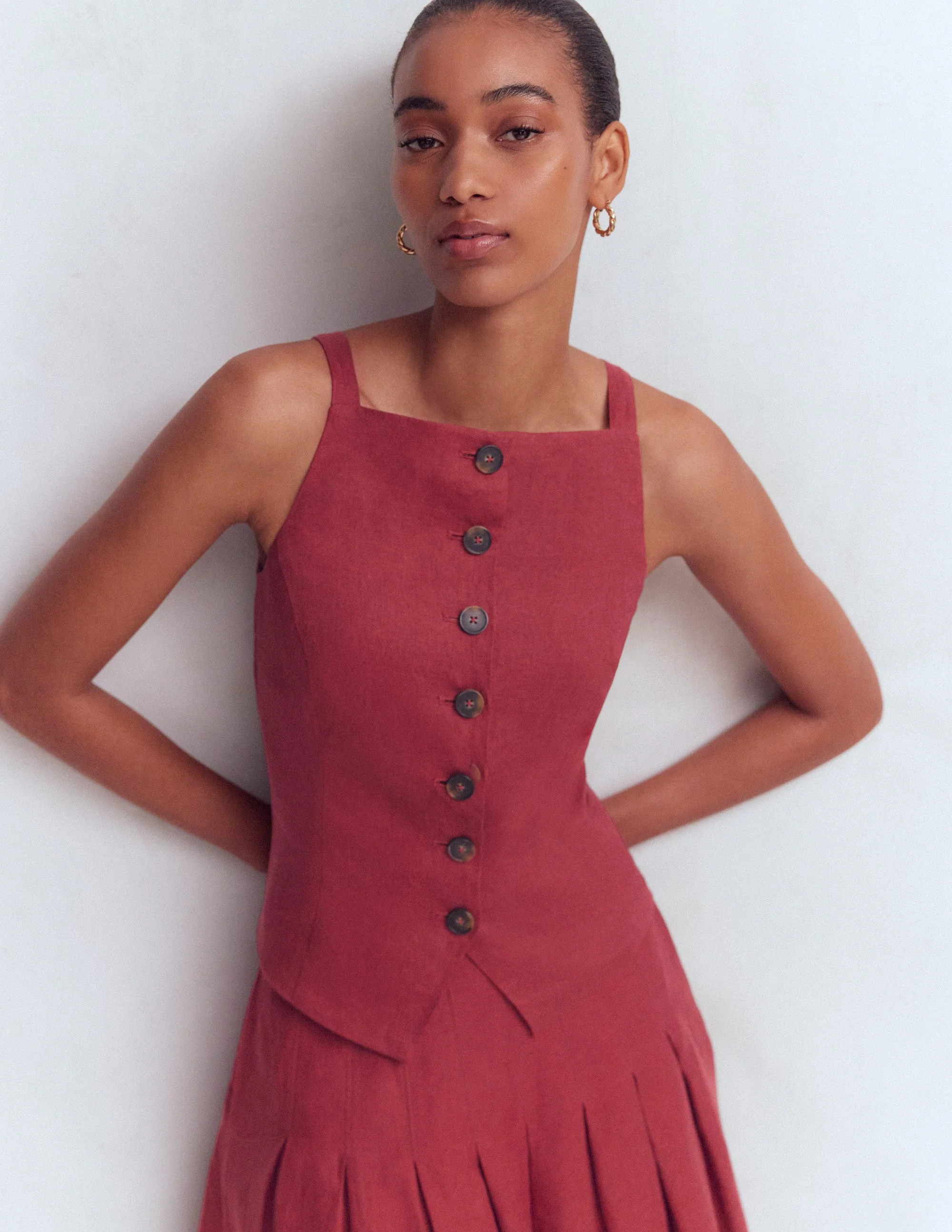 Square Neck Strap Waistcoat-Rich Chestnut | Boden (US)