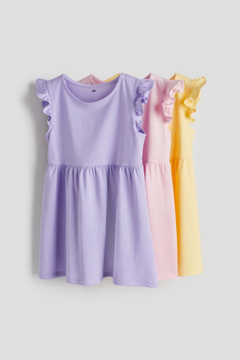 3-pack Jersey Dresses - Round Neck - Short sleeve - Light purple/light pink - Kids | H&M US | H&M (US + CA)