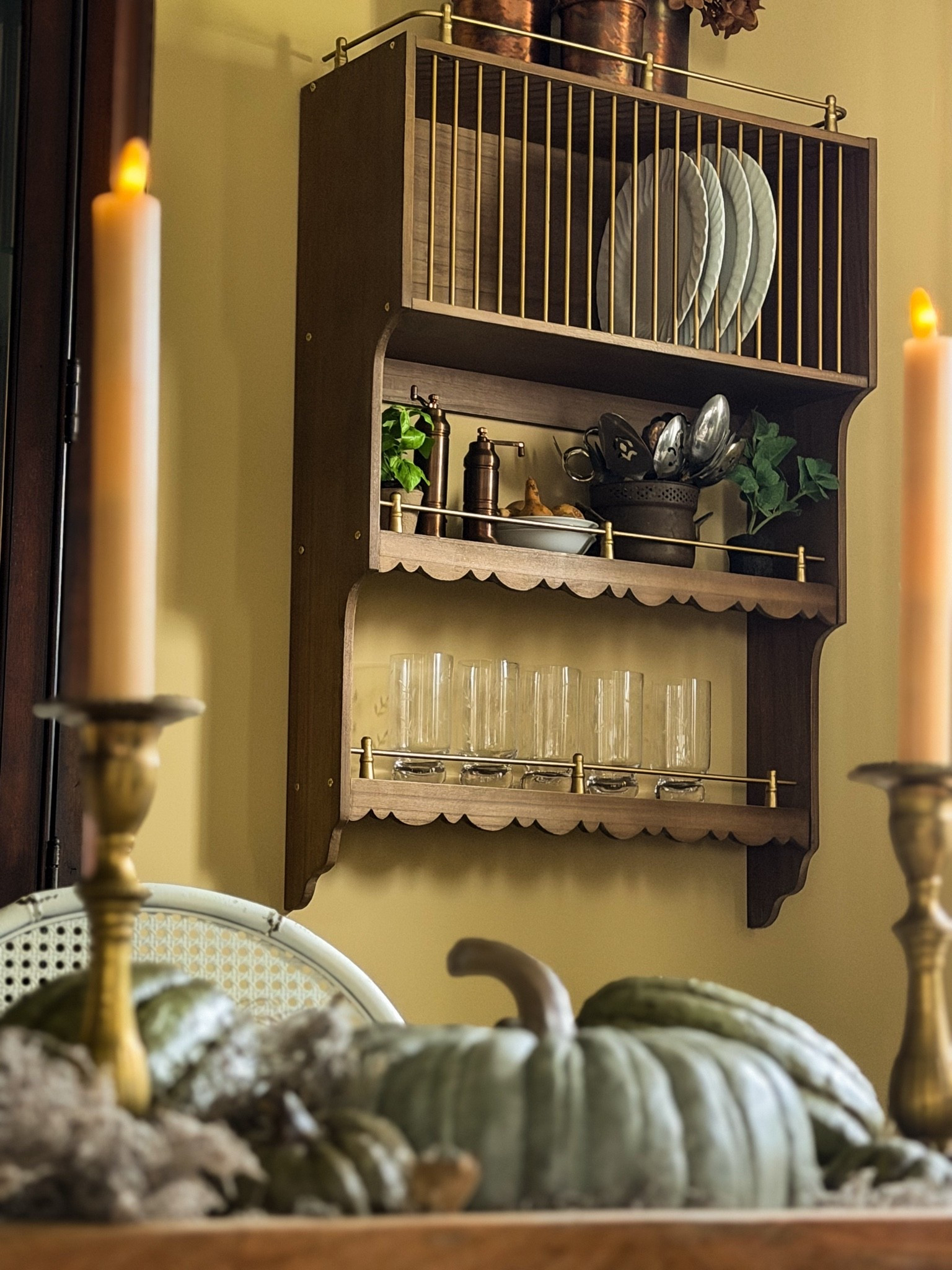If it looks like it could’ve been tucked away in an antique shop, I probably want it. 🙌🏼

I already have a similar vintage inspired shelf in our kitchen that I love, so when I spotted this one from @decorsteals - I immediately noticed the little details that made it feel special... the warm wood, gold detailing along the front of the shelves & across the top, & that beautifully collected, old world shape.

Pieces like this are one of my favorite ways to bring character into a home. Similar silhouettes, completely different details & both look like they have a story to tell.

Where would you style this one friend... in the kitchen, dining room or somewhere completely unexpected? xo, Krystle

#LTKSeasonal #LTKHome
